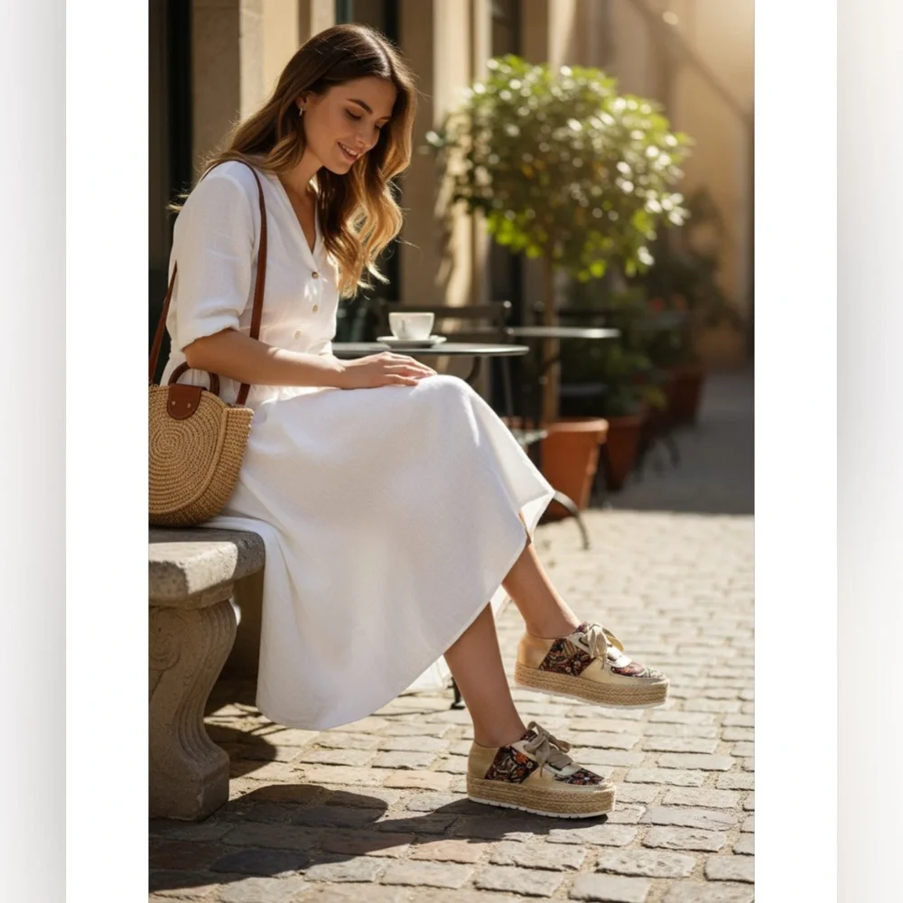 Jute Grass Platform Casual Sneakers
